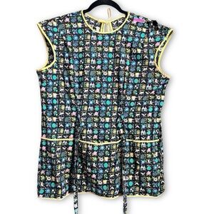1950’s VTG Whimsical Cotton Kitchen Smock/Apron |multicolor Fairy tale print